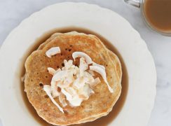 Pressure Cooker (Instant Pot) Coconut Vanilla Syrup on pancakes