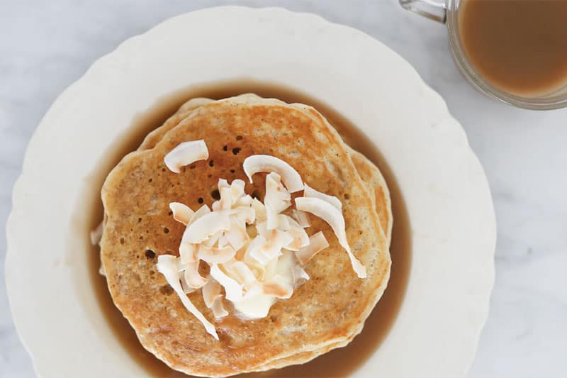 Pressure Cooker (Instant Pot) Coconut Vanilla Syrup on pancakes