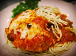 close up of Pressure Cooker (Instant Pot) Chicken Parmigiana Italia