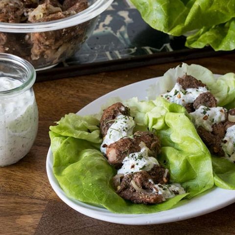 Chicken-Shawarma served on a white plate