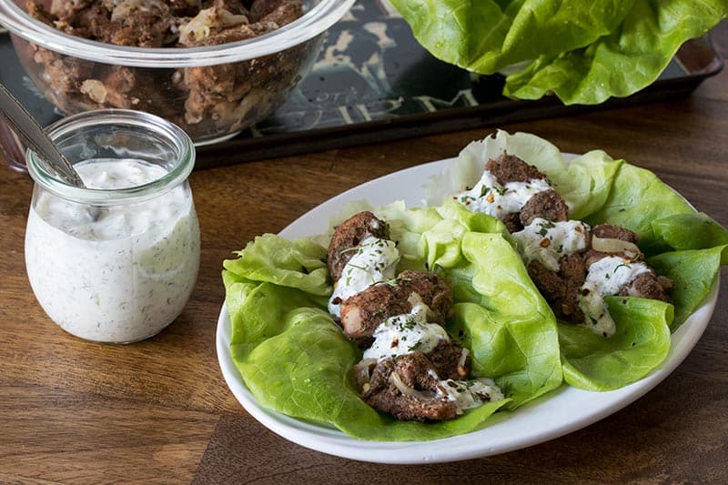 Chicken-Shawarma served on a white plate