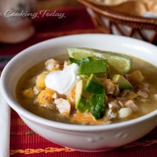 Pressure Cooker (Instant Pot) Chicken Tomatillo Soup with Hominy