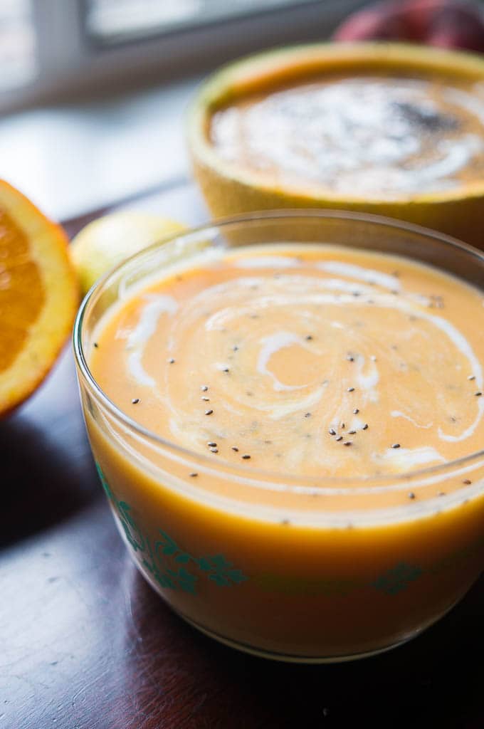 2 clear bowls of Pressure Cooker Chilled Fruit Soup