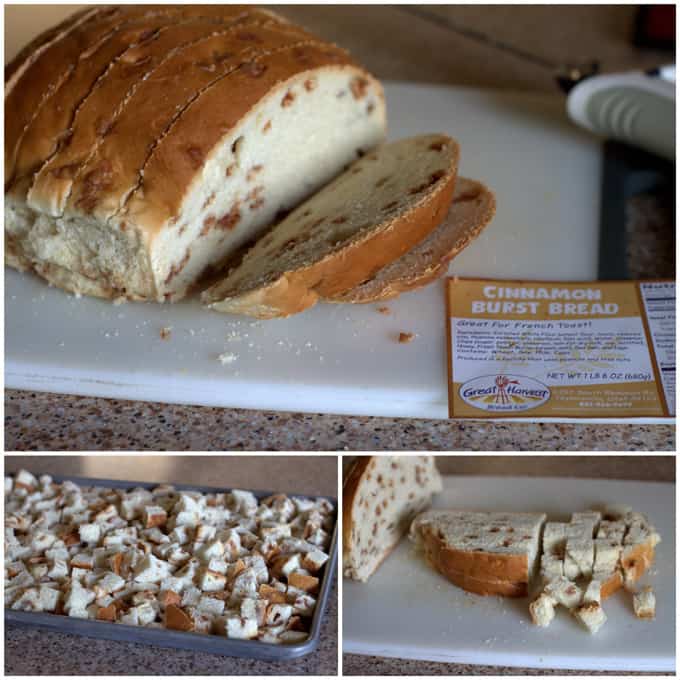 collage of Cinnamon Burst Bread for Bread Pudding