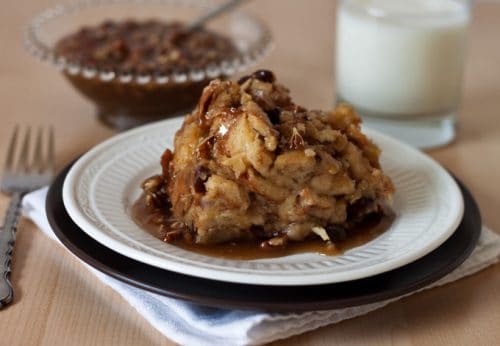 Pressure Cooker (Instant Pot) Cinnamon Raisin Bread Pudding with Caramel Pecan Sauce