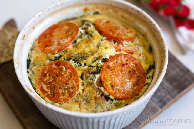 Pressure Cooker (Instant Pot) Crustless Tomato Spinach Quiche