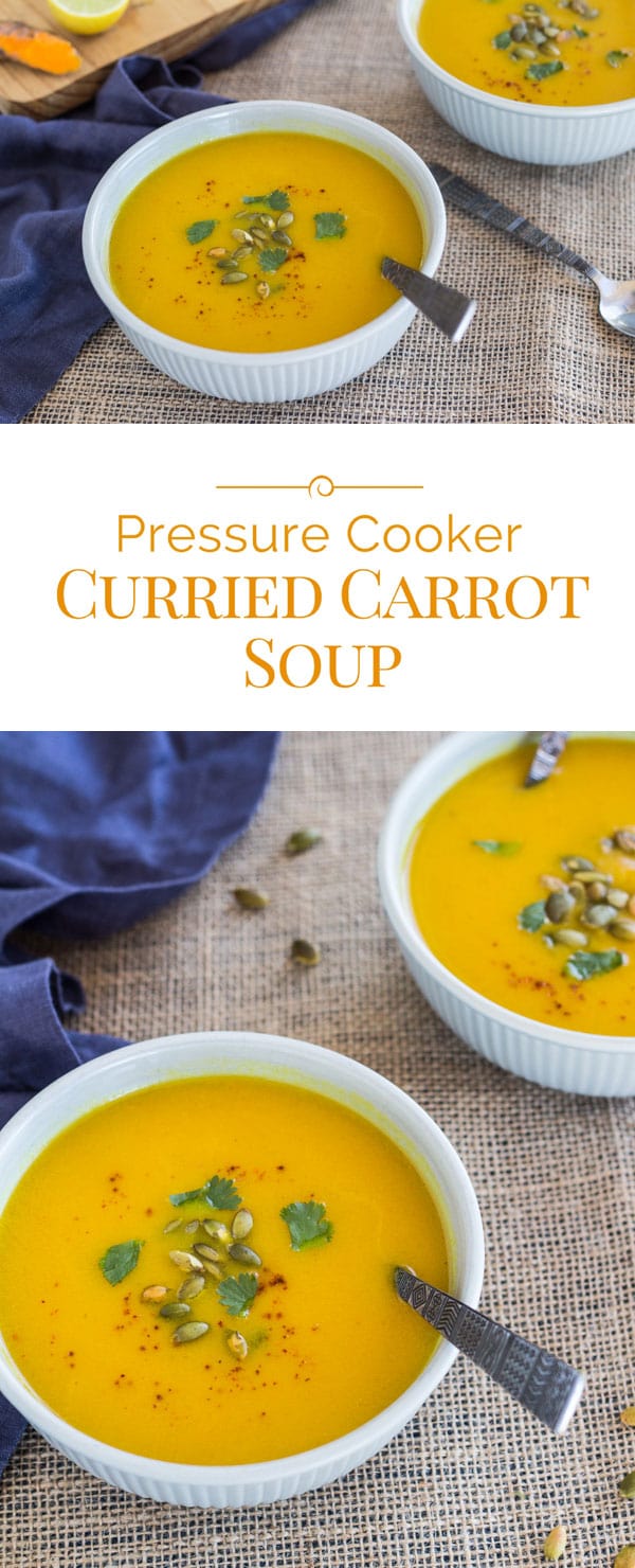 photo collage of Pressure Cooker Curried Carrot Soup