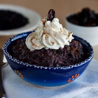 Pressure Cooker (Instant Pot) Forbidden Black Rice Pudding with Dried Cherries