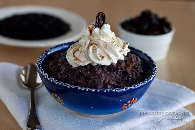 Pressure Cooker (Instant Pot) Forbidden Black Rice Pudding with Dried Cherries