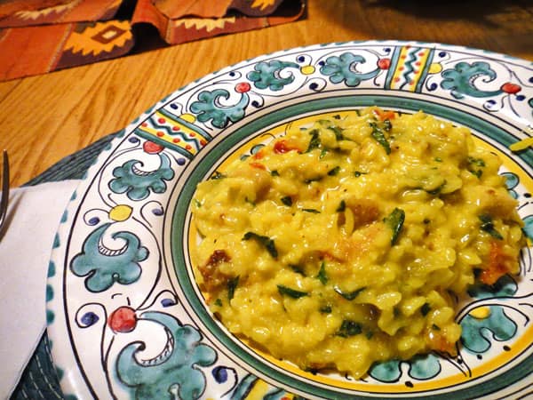 Spinach and goat cheese risotto&nbsp;is a creamy rice dish, loaded with flavor. This pressure cooker risotto recipe makes a wonderful side dish or a complete meatless meal.