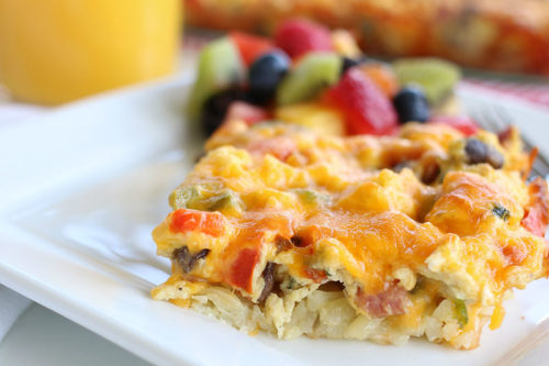 Plated hash brown breakfast casserole