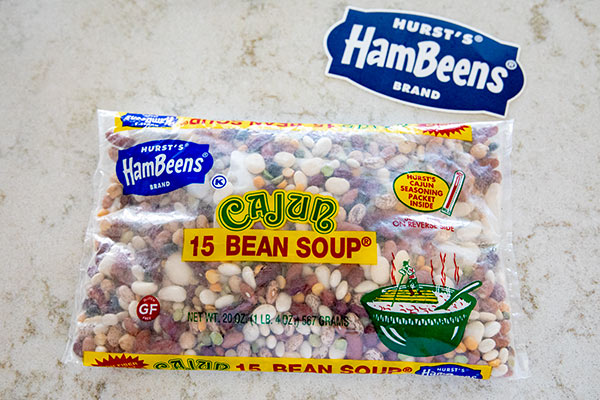 A 20 ounce package of Hurst Cajun 15 Bean Soup