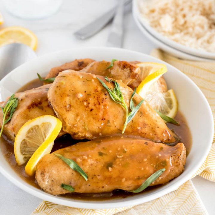 close up on a bowl of lemon tarragon