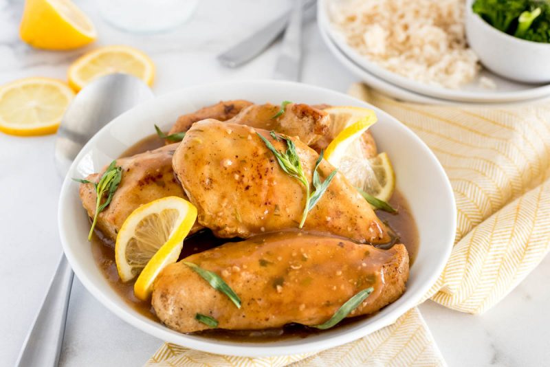 close up on a bowl of lemon tarragon