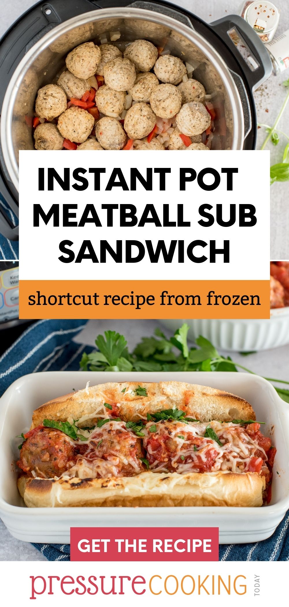 These shortcut meatball sandwiches start with frozen meatballs in Your Instant Pot, so you can get them on the table quick. Plus, make marinara sauce at the same time pot-in-pot. via @PressureCook2da