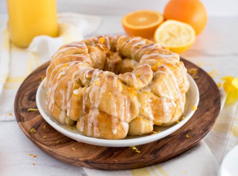 ring of citrus monkey bread with sugar glaze