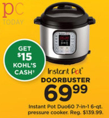 Kohls Black Friday Instant Pot Duo 6qt Pressure Cooker