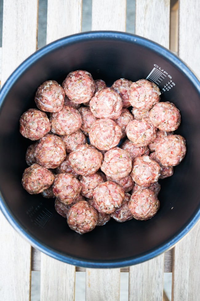 Italian meatballs, ready to be cooked in an Instant Pot