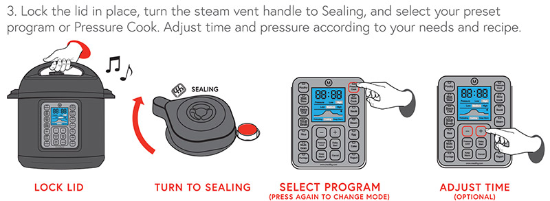 MultiPot by Mealthy User Guide - what to do to start pressure cooking