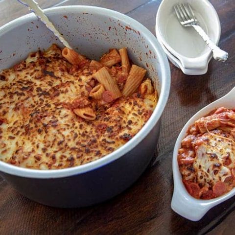 Pressure Cooker Pepperoni Pizza Pasta made in the Ninja Foodi