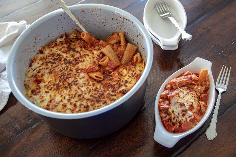 Pressure Cooker Pepperoni Pizza Pasta made in the Ninja Foodi