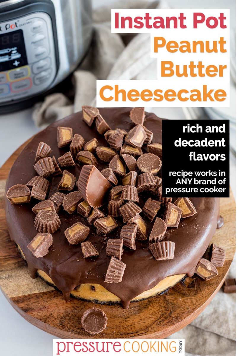 pinterest button for peanut butter cup chesecake