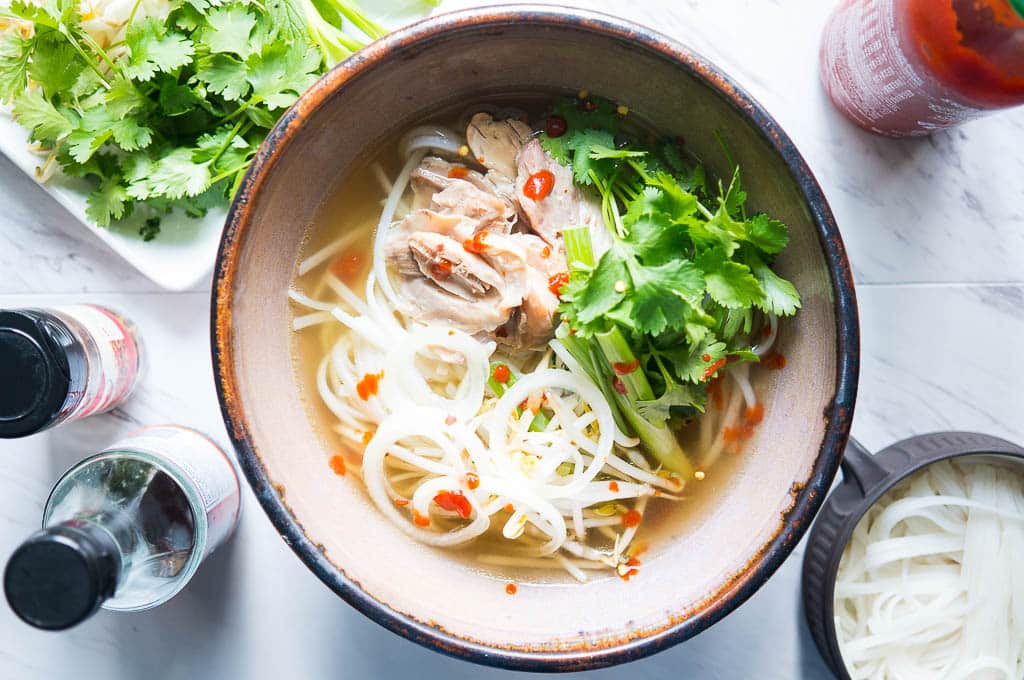 bowl of Pressure Cooker (Instant Pot) Pho Ga