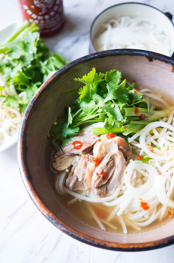 bowl of Vietnamese Pho Ga, made in an Instant Pot
