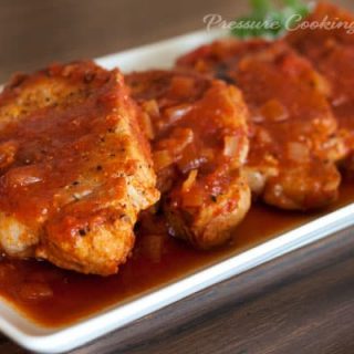 Pressure Cooker (Instant Pot) Pork Chops on a white platter