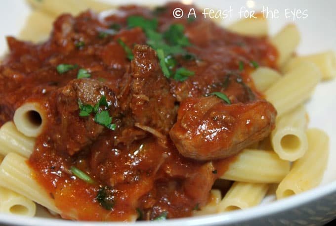 close up of Pork Ragu Pasta Sauce