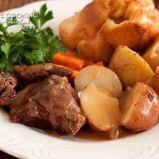 close up of Classic Pressure Cooker (Instant Pot) Pot Roast and Potatoes