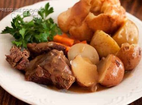 close up of Classic Pressure Cooker (Instant Pot) Pot Roast and Potatoes