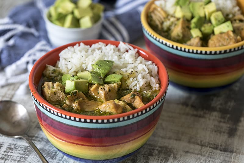 Pressure Cooker (Instant Pot) Asopado in a colorful bowl