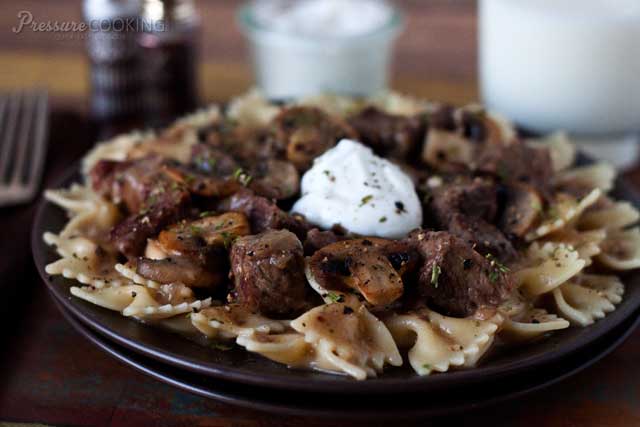 Pressure Cooker Beef Stroganoff recipe from Pressure Cooking Today