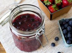 mason jar of Pressure Cooker (Instant Pot) Berry Compote