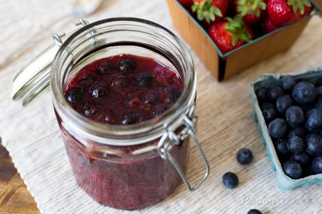 mason jar of Pressure Cooker (Instant Pot) Berry Compote