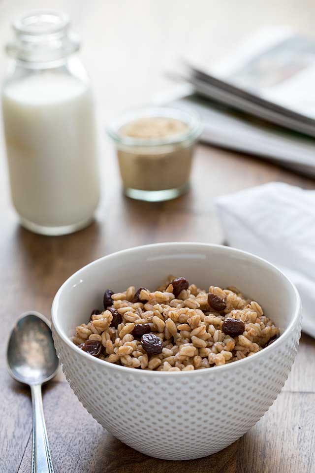 here\'s another option for a breakfast farro using Trader Joe\'s quick cooking farro, Pressure Cooker Brown Sugar Raisin Breakfast Farro.