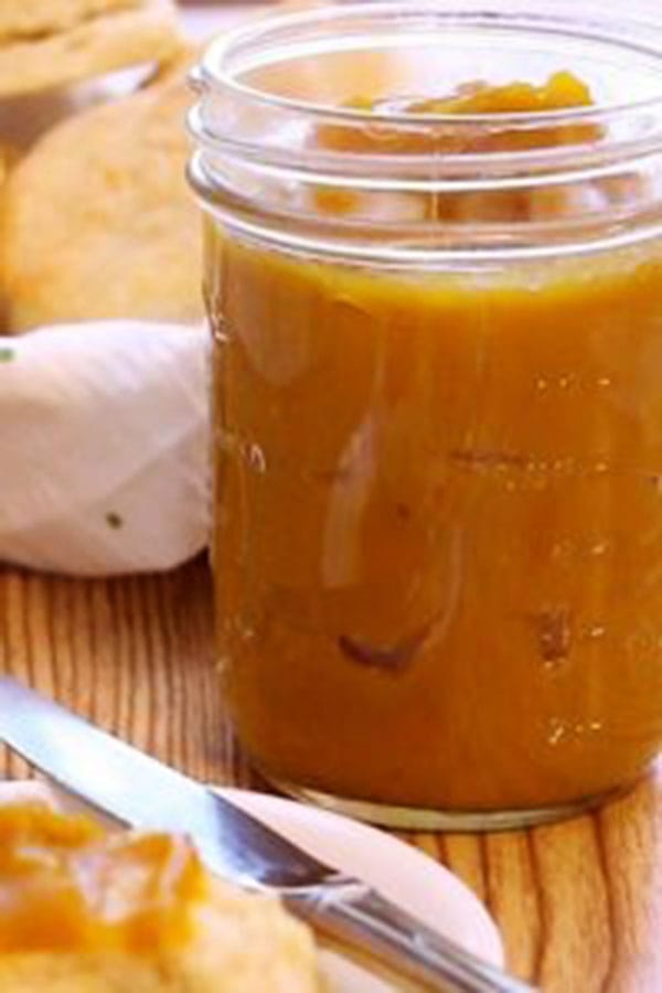 mason jar filled with Pressure Cooker Butternut Squash Butter