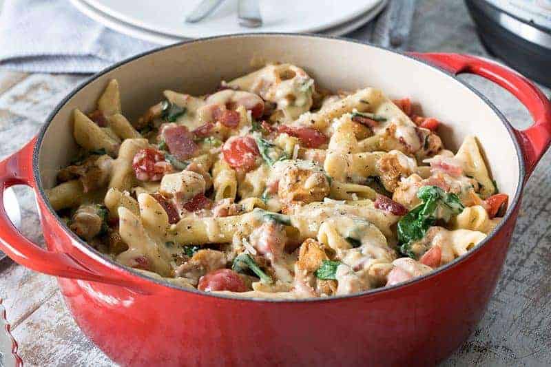 Pressure-Cooker-Chicken-Bacon-Penne-Pasta-In-Garlic-Cream-Sauce