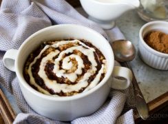 Pressure Cooker (Instant Pot) Cinnamon Roll Steel Cut Oats in a white bowl