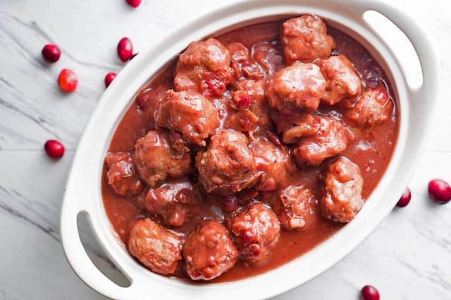 Pressure Cooker (Instant Pot) Cranberry Balsamic Meatballs