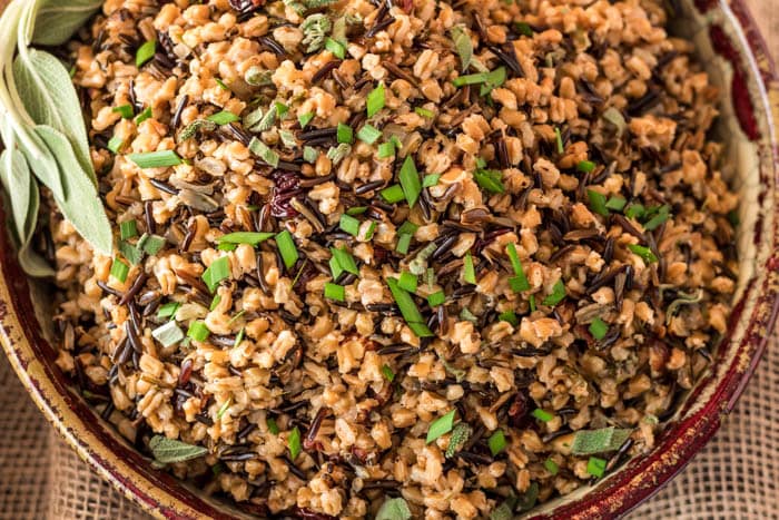 Pressure Cooker (Instant Pot) Wild Rice and Farro Pilaf