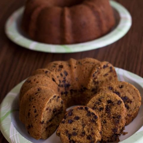 Pressure Cooker (Instant Pot) Pumpkin Chocolate Chip Bundt Cake