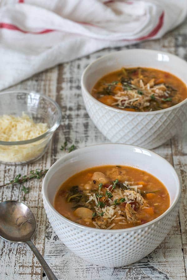 Pressure Cooker Ribollita, a hearty Tuscan soup loaded with veggies and beans, cooks in a fraction of the time it takes to make it on the stove. 