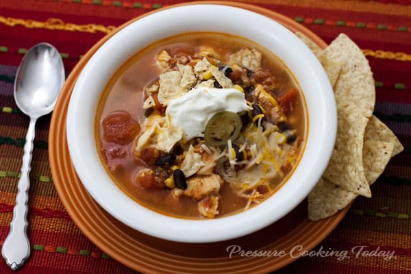 Spicy Chicken Soup served in a white bowl