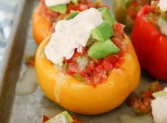 Pressure Cooker (Instant Pot) Stuffed Bell Peppers with Chipotle Lime Sauce