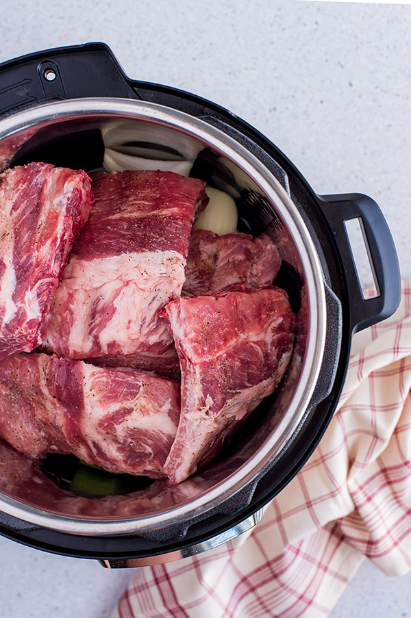 Baby back ribs place inside an Instant Pot