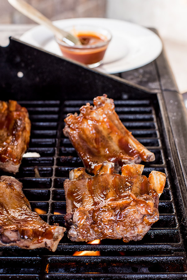 Baby Back Ribs being finished on the grill