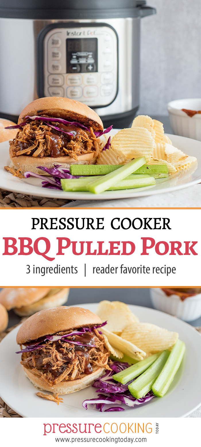 Picture collage of pressure cooker bbq pulled pork