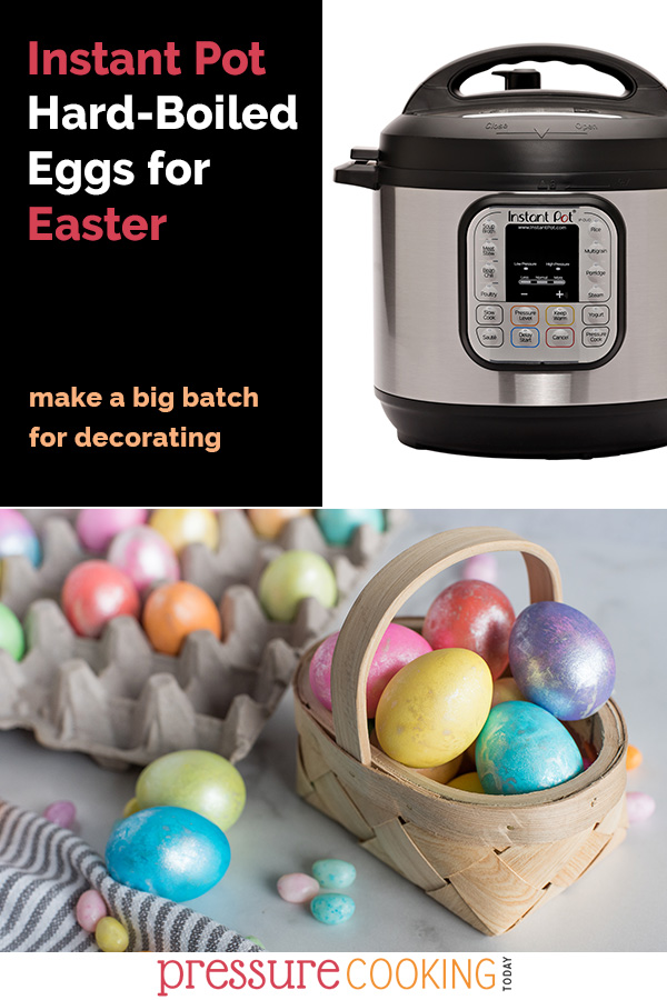 Everything you need to know to make a big batch of perfect Instant Pot / Pressure Cooker Hard-Boiled Eggs for Easter decorating. via @PressureCook2da